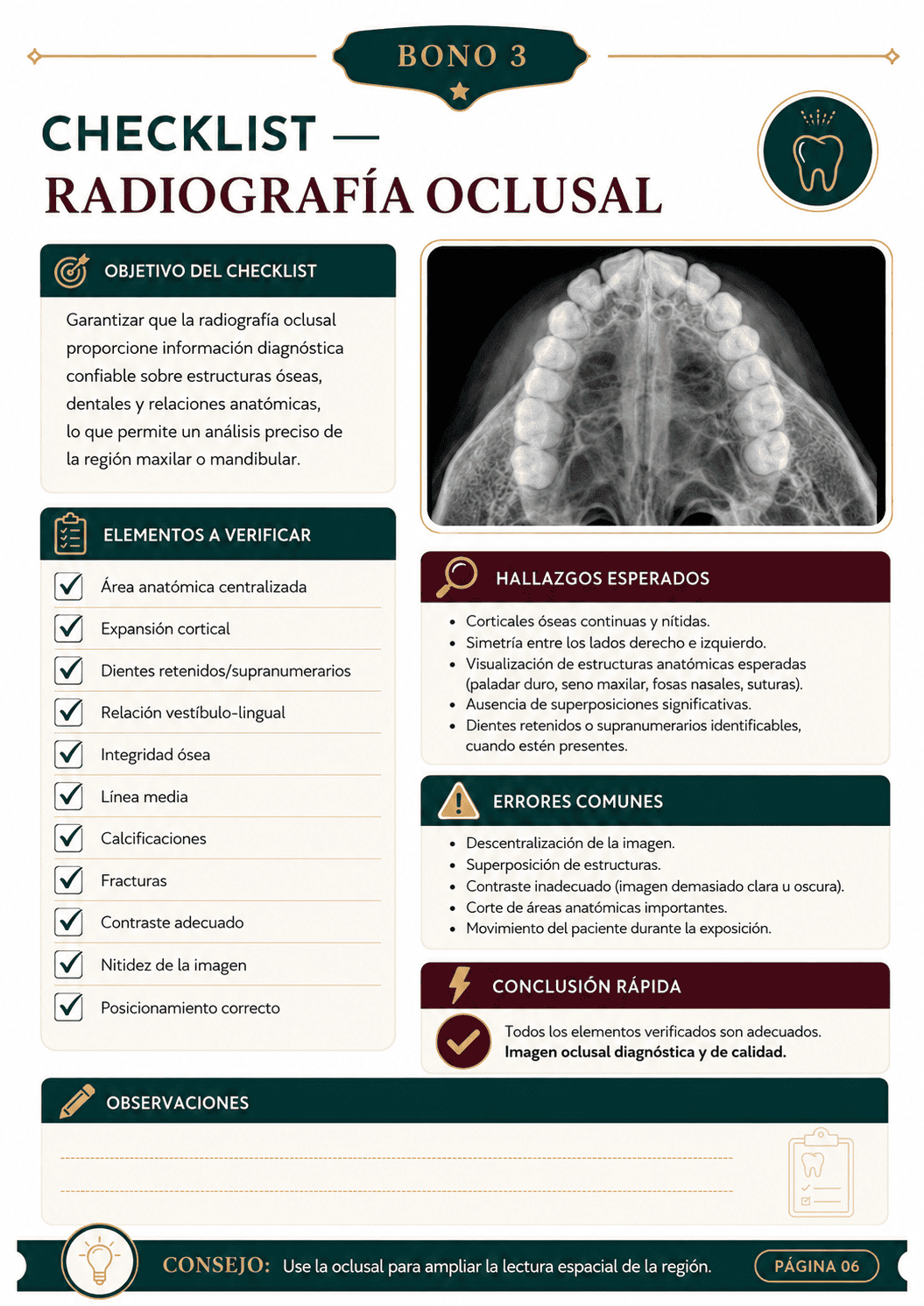 Ejemplo de contenido radiográfico